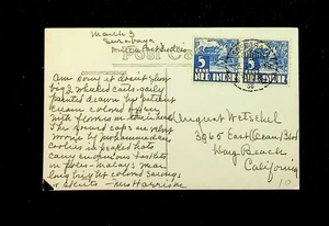 Nederlands Indië langebalkstempel SOERABAJA op kaart met straatleven naar de USA - Picture 1 of 2