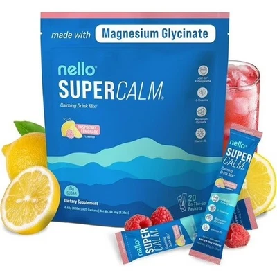 20 packs of NELLO SUPER CALM sedative drink mixed  raspberry lemon water powder - Image 1 of 4