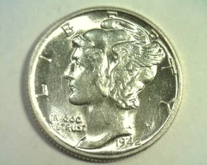 1942 MERCURY DIME CHOICE ABOUT UNCIRCULATED+ CH. AU+ NICE ORIGINAL COIN 99c SHIP - Picture 1 of 2