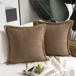 Phantoscope Pack of 2 Farmhouse Decorative Solid Throw Decorative Pillow Cove... - Picture 1 of 5