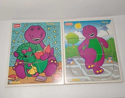 De colección. Juego de 2 rompecabezas con marco de madera Barney & Friends Playskool 1993 Foto 1 de 4
