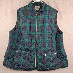 Chaleco acolchado a cuadros verde St John’s Bay para mujer talla 3X dorado cremallera bolsillos abotonados - Imagen 1 de 12