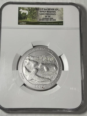 2017-P  Effigy Mounds National Park  ATB 5 oz Silver  :  NGC SP70 Early Releases - Image 1 of 2