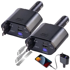 revolt 2er-Set 4in1-Kfz-USB-Ladegerät, USB-C/A, 2 USB-C-Kabel, 66 Watt - Bild 1 von 10