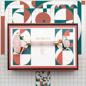 Rose Quartz Roller by Adorlita - Natural Rose Quartz Facial Massage Beauty Kit - Picture 1 of 3