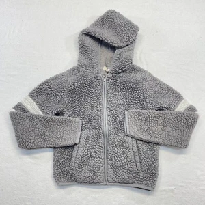 So Hoodie Girls Size 10 Gray White Stripes Fuzzy Full Zip Hoodie - Picture 1 of 11