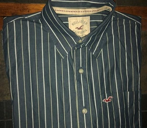 Mens Hollister Long Sleeve Striped Button Front Shirt Size XL - Picture 1 of 2