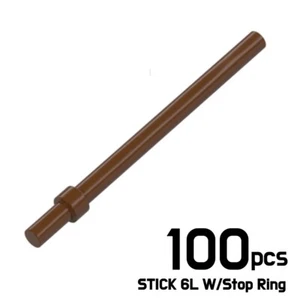 LEGO Lote de 100 STICK 6M/Bar 6L con Anillo de Parada Marrón Rojizo 6170468 28921 - Imagen 1 de 1