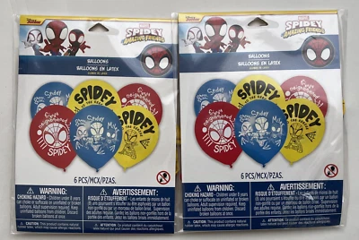 Paquete de 6 globos de látex de 12 pulgadas Marvel Spidey & His Amazing Friends cada uno NUEVO Foto 1 de 2