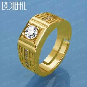 DOTEFFIL 18K Gold Fine Big Crystal Open Rings Fashion Party Designer Jewelry - Picture 1 of 2