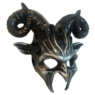 Máscara de Halloween Demon Devil Horned Ram Krampus Costume Prop [Prata] - Imagem 1 de 3