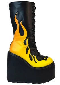 NEW YRU Dune Lace Up Flame in Black & Yellow -SALE Holo Rave Festival EDM - Picture 1 of 3