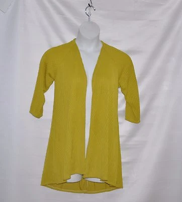 Joan Rivers Textured Knit Waterfall Cardigan Size S Chartreuse - Image 1 of 2