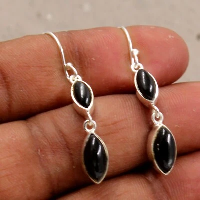 925 plata esterlina piedras preciosas joyería ónix negro colgante pendiente r... - Imagen 1 de 4