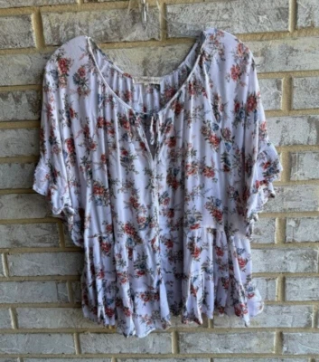 Blusa para mujer Rewind floral de verano manga corta con corbata frontal cuello en V talla 2XL. Foto 1 de 4