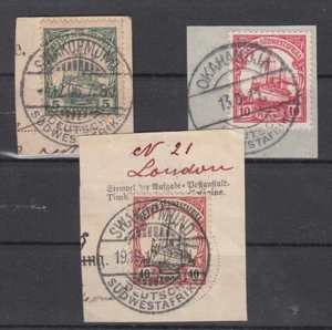 25824/ GERMAN SOUTH WEST AFRICA – MI # 12 / 13 – 17 USED ON PIECES - Picture 1 of 1