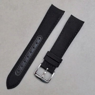Correa de reloj de lona de nailon de extremo curvo correa de repuesto pulsera de muñeca 20 mm 22 mm Foto 1 de 4
