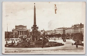 RPPC Augustus Square Mende Fuente Nuevo Teatro Oficina de Correos Leipzig Alemania 1928 - Imagen 1 de 2