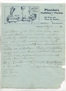 Illustrated Letterhead ANDERSON & ROWE PLUMBERS Gasfitting Fresno CA 1900s - Bild 1 von 1