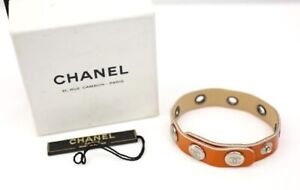 Chanel Coco Logo Round Button Enamel Bracelet Orange 00T