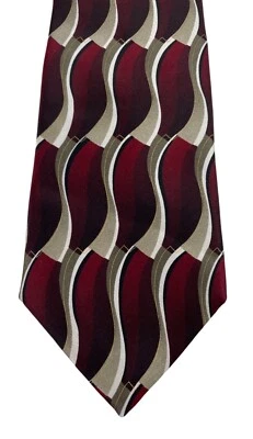 Галстук мужской галстук Arrow красный и желтовато-коричневый с геометрическим волновым принтом 100% шелк - Изображение 1 из 4