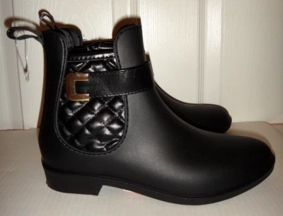 HENRY FERRERA Mujer Negro Cremallera Botines Goma Lluvia Botines EE. UU. Talla 8 Foto 1 de 4