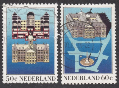 1982 Netherlands SC# 647-648 - Royal Palace, Dam Square, Amsterdam - Used - Image 1 of 2