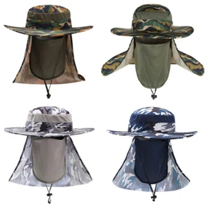 Men Camouflage Wide Brim Bucket Fishing Hat Summer Travel Hunting Quick Dry Cap - Picture 1 of 5