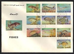 BAHRAIN 1985 FISH TOPICAL COMPLETE SET ON FDC SG 327-36