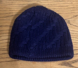 Womens Navy Blue Cable Knit Beanie Cap One Size - Picture 1 of 5