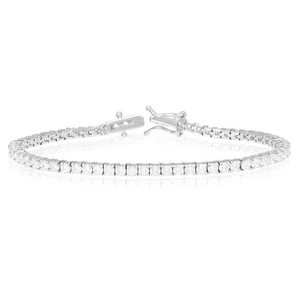 14K White Gold Over Silver White Zirconia 3mm Tennis Bracelet 5"-8" - Picture 1 of 11