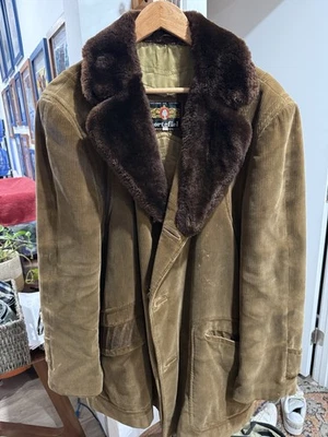 Cortefiel Rancher Coat Vintage Size 44 Faux Fur Collar - Image 1 of 4