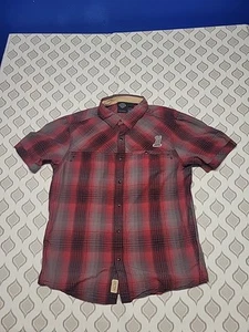 Harley Davidson Herren Large Snap Button Up Kurzarm Hemd rot grau kariert - Bild 1 von 5