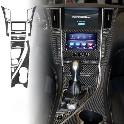 Kit de cubierta de consola central de fibra de carbono de 10 piezas para Infiniti Q50 Q60 2014-2019 Foto 1 de 4