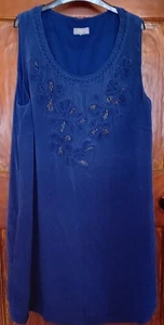 KALIKO ladies Silk Tunic Size 20 Blue Beaded Excellent Condition 💙🩵💙 - Picture 1 of 6