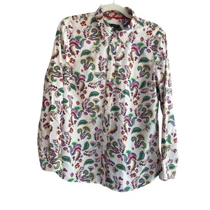Talbots 100% Algodón Multicolor Paisley Floral Boho Manga Larga Con Botones L - Imagen 1 de 9