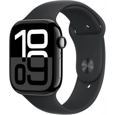 Apple Watch Series 10 Sportarmband S/M 46mm Aluminium GPS diamantschwarz/schwarz - Bild 1 von 4