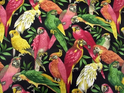 Tropical BIRD Fabric 60"W Parrot Cockatoo Macaw Upholstery Cushion Bag BTY - Image 1 of 4
