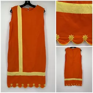 Vintage Rad Mod Dopamin Orange Kleid Retro Midi Groovy Gogo Disco 50er 60er 70er Mini - Bild 1 von 7