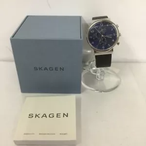 SKAGEN SKW6417 Quartz Watch Wristwatch Beige Black Silver Analog Logo Used Box - Picture 1 of 9