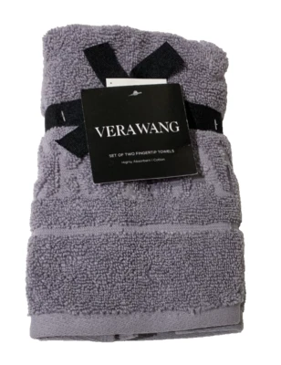 VERA WANG Juego de 2 toallas con la punta del dedo logotipo esculpido Avl 12 in X 18 in LT púrpura Foto 1 de 4