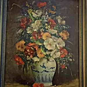 E. PETIT NATURA MORTA FLOREALE STAMPA ARTISTICA VINTAGE INCORNICIATA - Foto 1 di 5