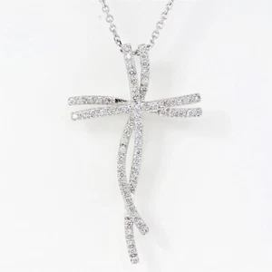 NYJEWEL Sonia B. 14k White Gold Diamond Cross Pendant Necklace 18" - Picture 1 of 7