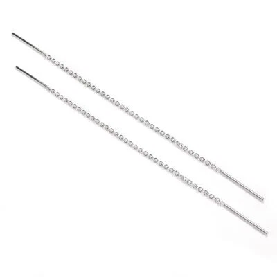Long 925 Sterling Silver Belcher Chain Threader Pull Through Earrings - Image 1 of 4