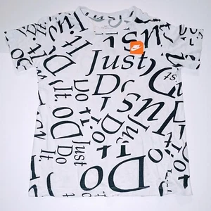 Nike Shirt Just Do It Running All Over Print Big Boys Large White L Distressed - Picture 1 of 6