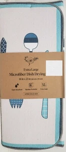 X-Large Kitchen Reversible Dish Drying Mat (18" x 23") COLORFUL UTENSILS, Astrid - Picture 1 of 8