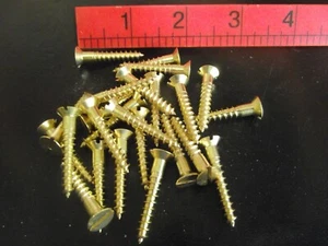SIZE 10 x 1 1/4" SOLID BRASS SLOTTED COUNTERSUNK HEAD WOOD SCREWS - Picture 1 of 1