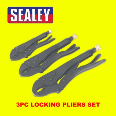 Sealey Rust Resistant Chrome Vanadium Steel Locking Pliers Set - 3 Piece - AK668 - Image 1 of 2