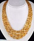 Natural Carved Citrine Beads 3 L 792 Ct Yellow Gemstone Fashion Vintage Necklace