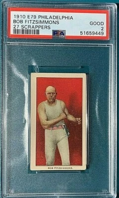 1910 E79 Philadelphia Boxing #34 Bob Fitzsimmons 27 Scrappers PSA 2 Centered - Image 1 of 2
